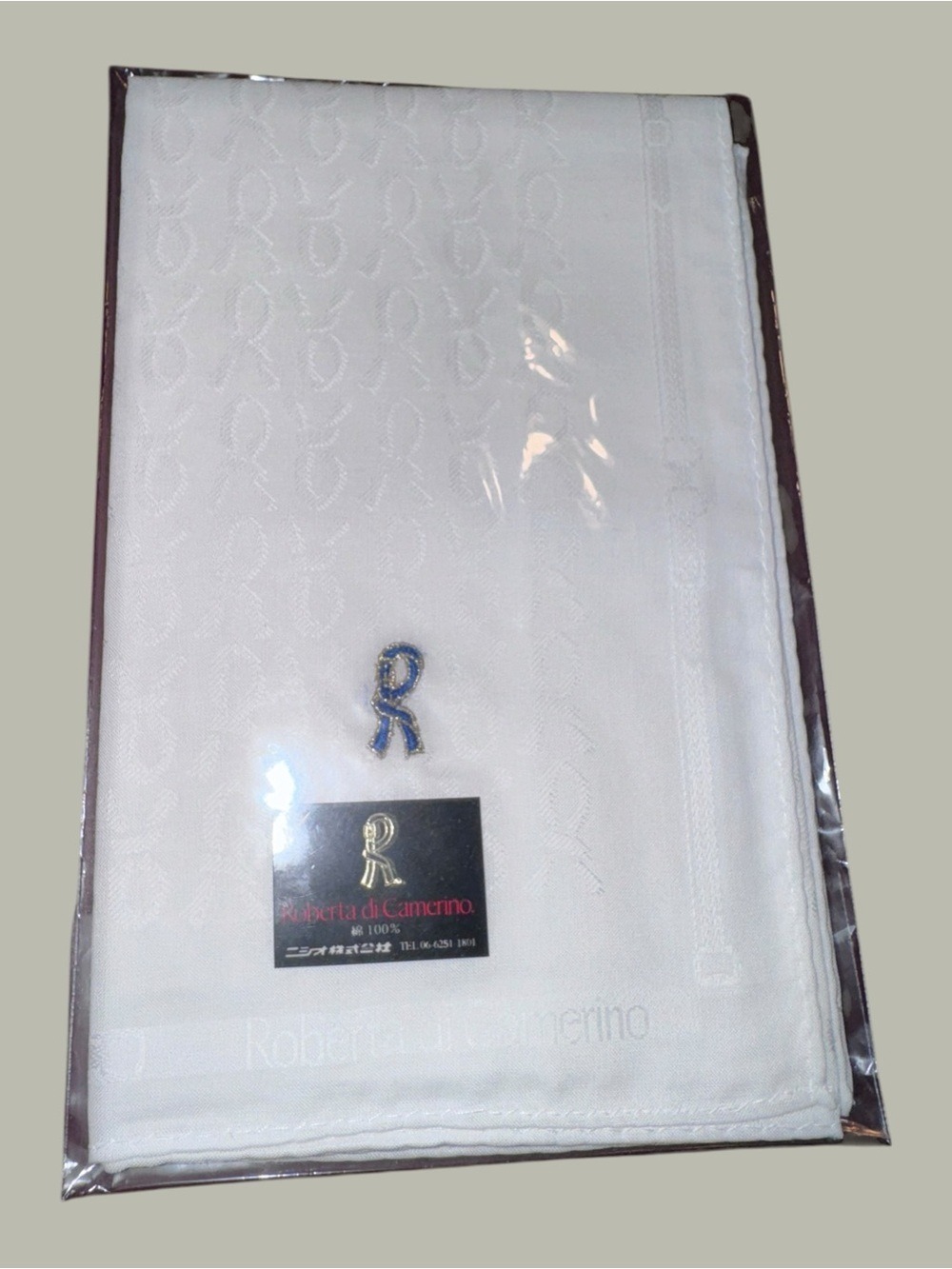 Roberta di Camerino White Monogrammed Scarf New